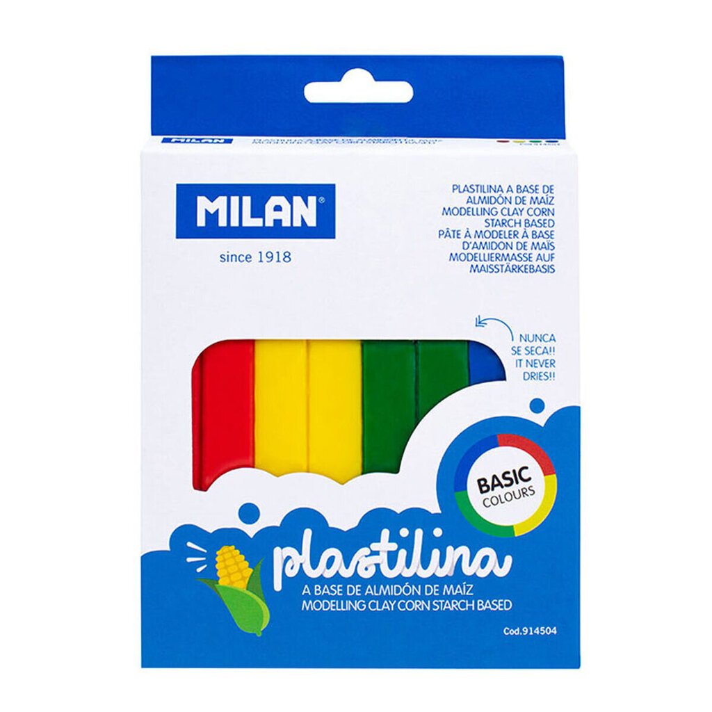 Plastilinas Milan 330 g, 4 vnt. kaina ir informacija | Piešimo, tapybos, lipdymo reikmenys | pigu.lt