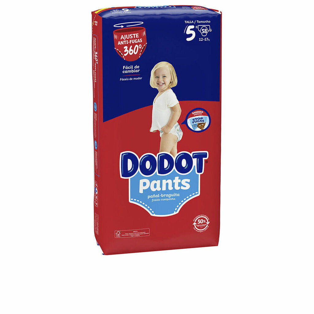 Sauskelnės Dodot Pants 5(10-15 kg), 58 vnt. цена и информация | Sauskelnės | pigu.lt