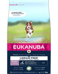 Eukanuba Grain Free S/M Puppy для щенков мелких и средних пород, с ягнятиной, 12 кг цена и информация | Сухой корм для собак | pigu.lt