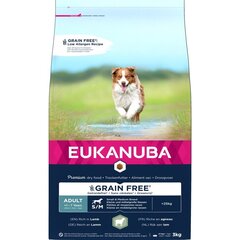 Eukanuba Grain Free S/M Adult suaugusiems mažų ir vidutinių veislių šunims su ėriena, 3 kg kaina ir informacija | Sausas maistas šunims | pigu.lt