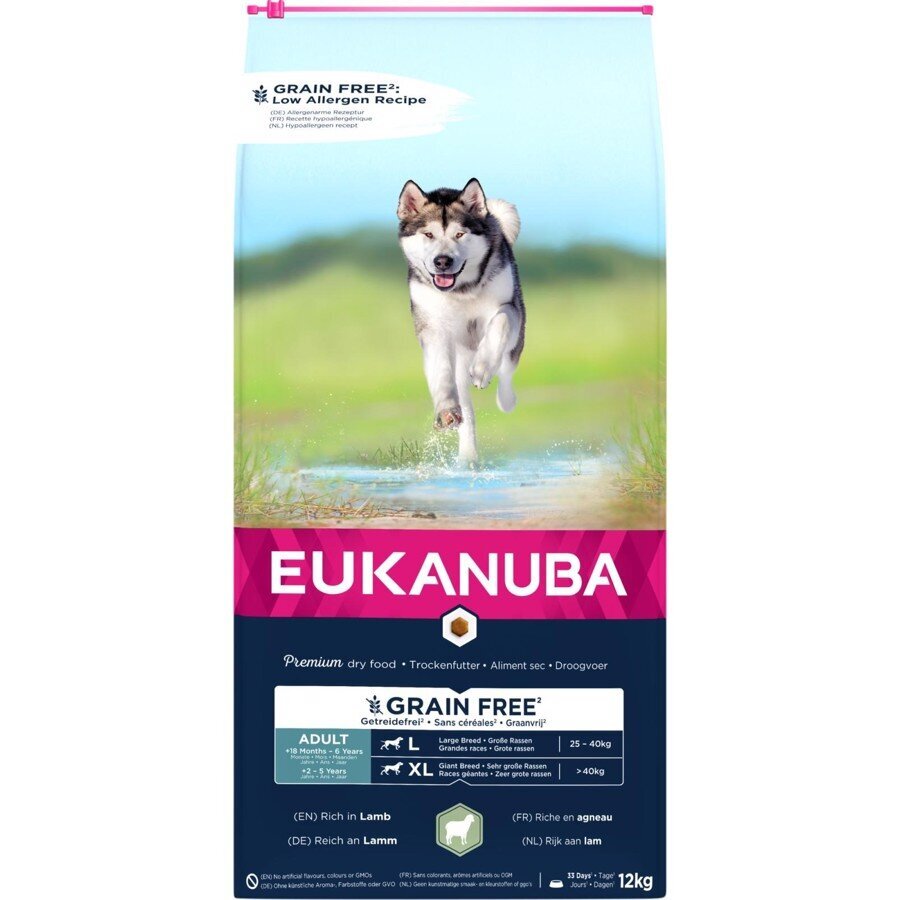 Eukanuba Grain Free L Adult suaugusiems didelių veislių šunims su ėriena, 12 kg kaina ir informacija | Sausas maistas šunims | pigu.lt