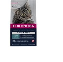 Eukanuba Grain Free Adult suaugusioms katėms su lašiša, 2 kg kaina ir informacija | Sausas maistas katėms | pigu.lt