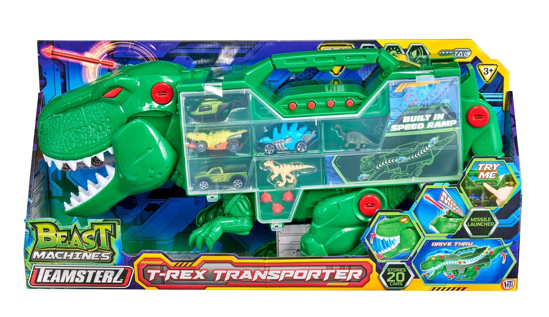 Transporteris Teamsterz T-Rex su 6 automobiliais kaina ir informacija | Žaislai berniukams | pigu.lt