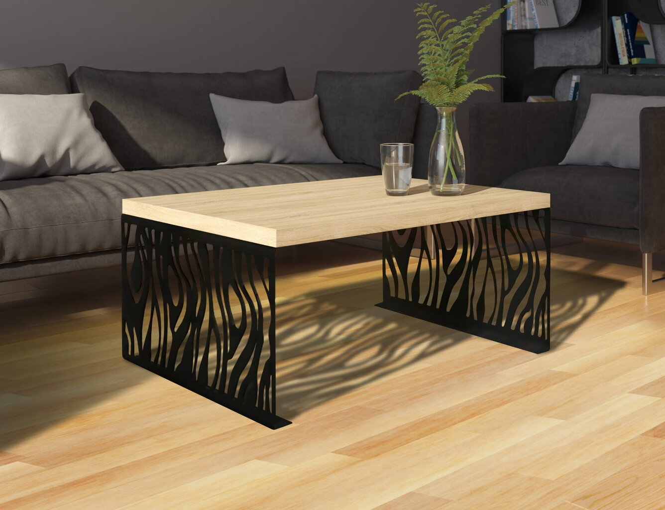 Kavos staliukas ADRK Furniture Mafei, 100x70cm, rudas/juodas kaina ir informacija | Kavos staliukai | pigu.lt