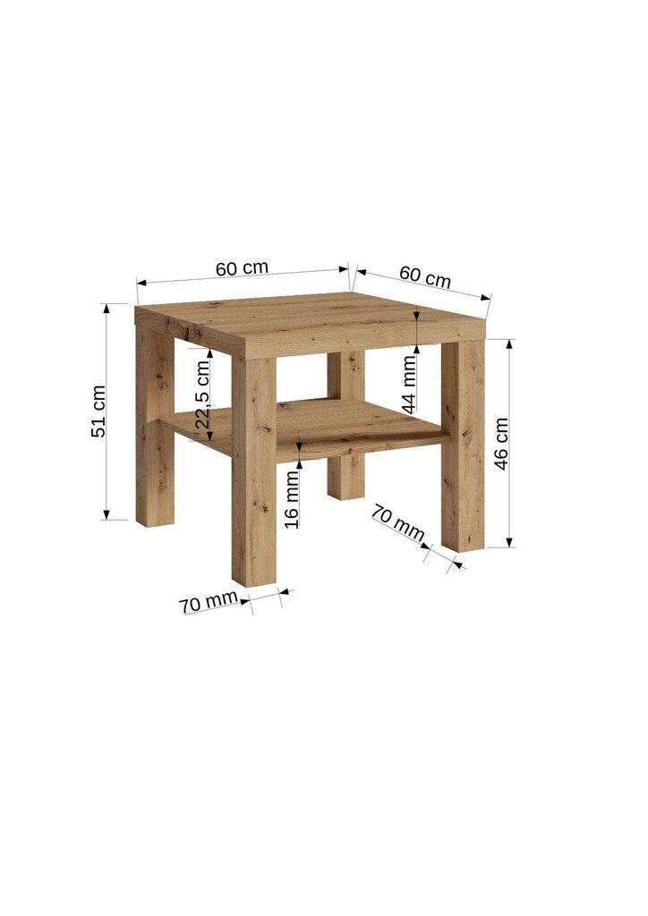 Kavos staliukas ADRK Furniture Bill, 60x60cm, rudas/juodas kaina ir informacija | Kavos staliukai | pigu.lt