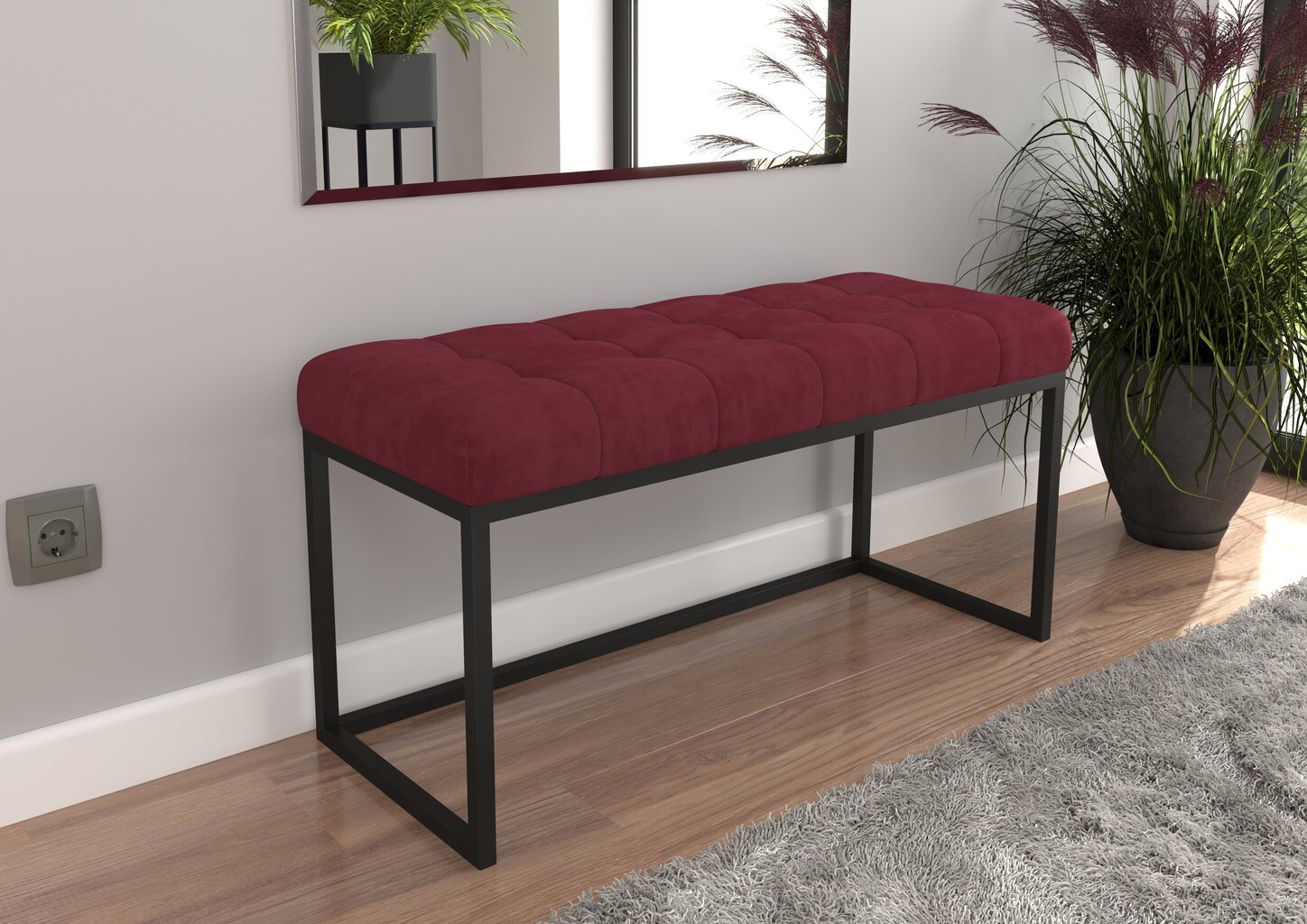 Suoliukas ADRK Furniture Flit, 90x45x35 cm, tamsiai mėlynas/juodas цена и информация | Sėdmaišiai ir pufai | pigu.lt