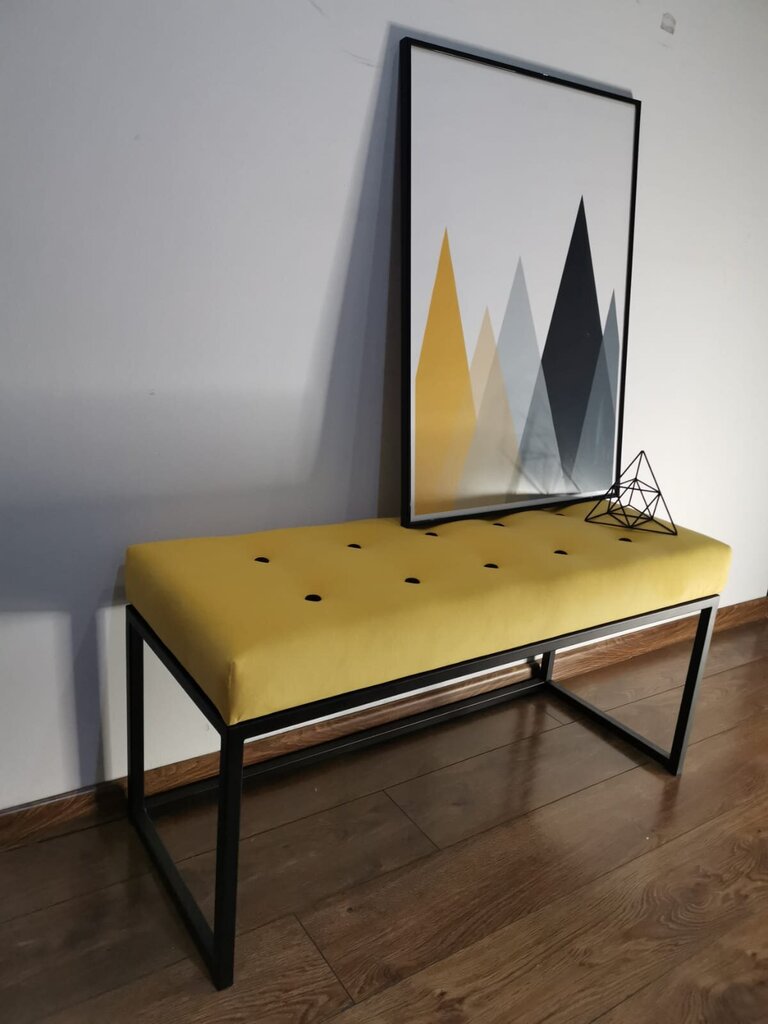 Suoliukas ADRK Furniture Flit, 90x45x35 cm, geltonos/juodos spalvos kaina ir informacija | Sėdmaišiai ir pufai | pigu.lt