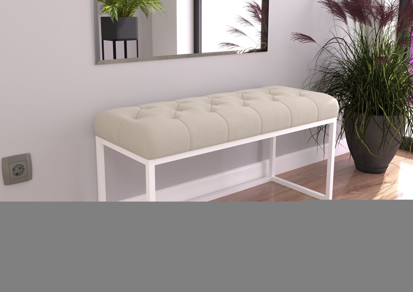 Suoliukas ADRK Furniture Flit, 90x45x35 cm, smėlio/baltas kaina ir informacija | Sėdmaišiai ir pufai | pigu.lt