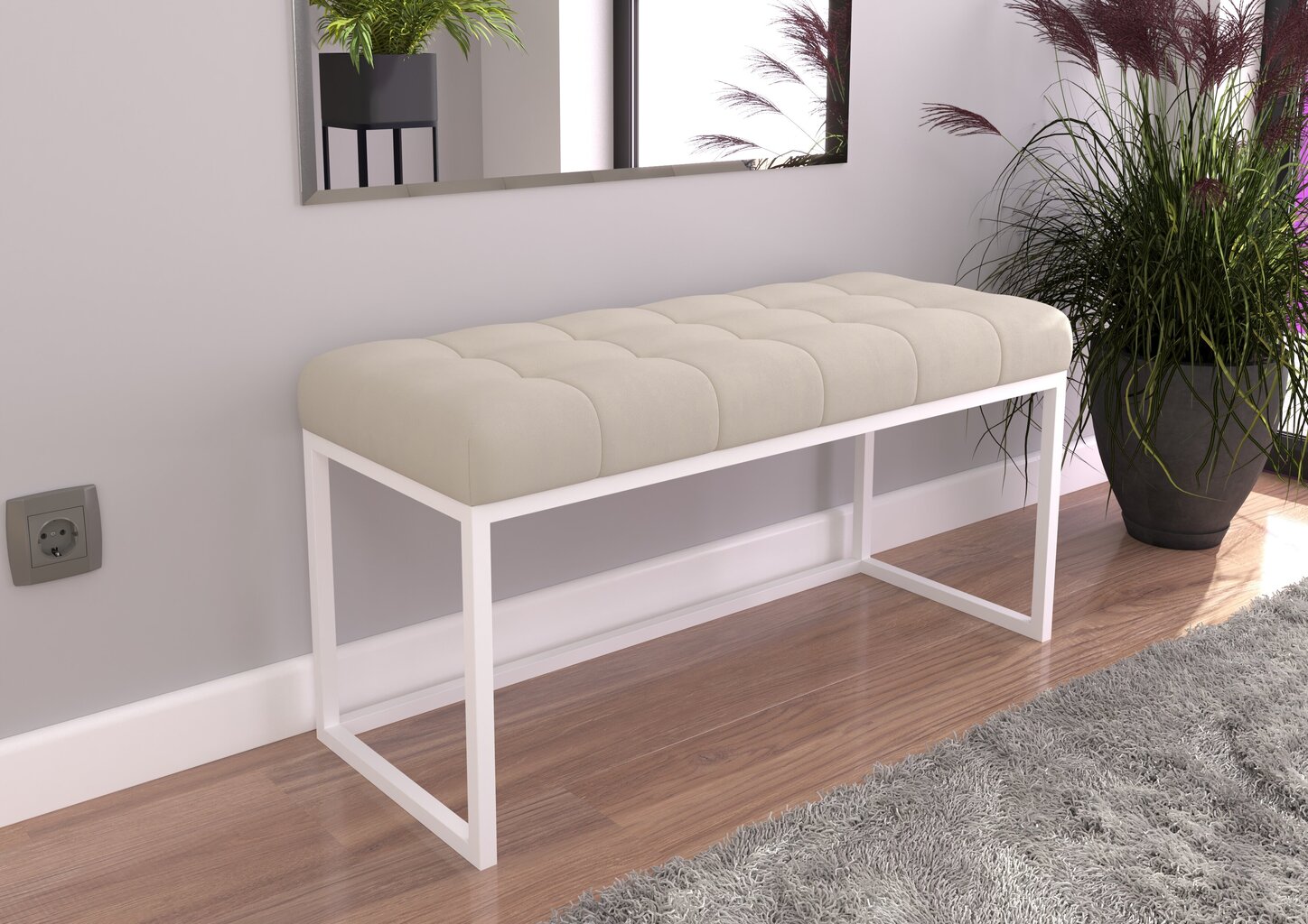 Suoliukas ADRK Furniture Flit, 90x45x35 cm, pilkos/baltos spalvos kaina ir informacija | Sėdmaišiai ir pufai | pigu.lt