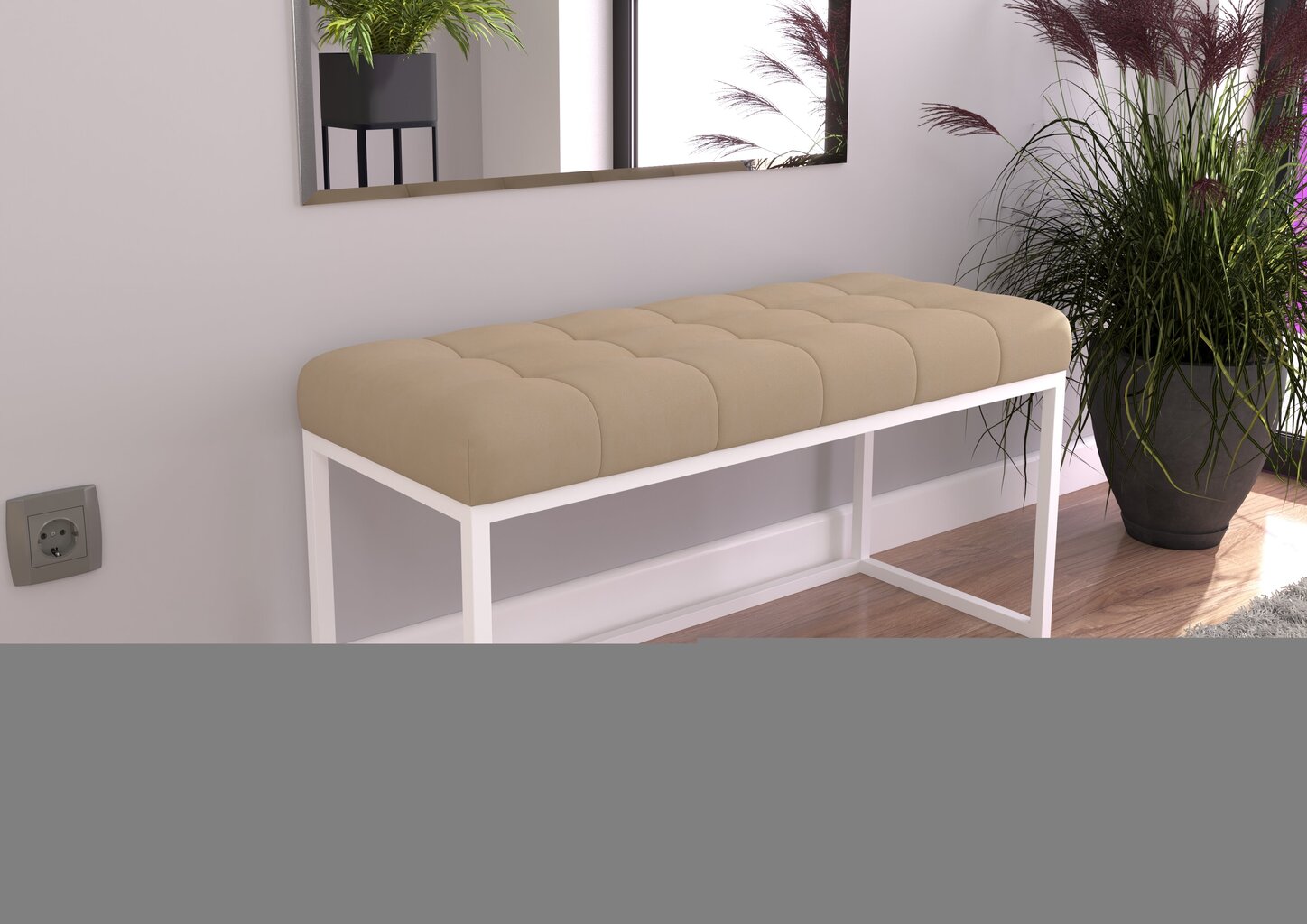 Suoliukas ADRK Furniture Flit, 90x45x35 cm, pilkos/baltos spalvos kaina ir informacija | Sėdmaišiai ir pufai | pigu.lt