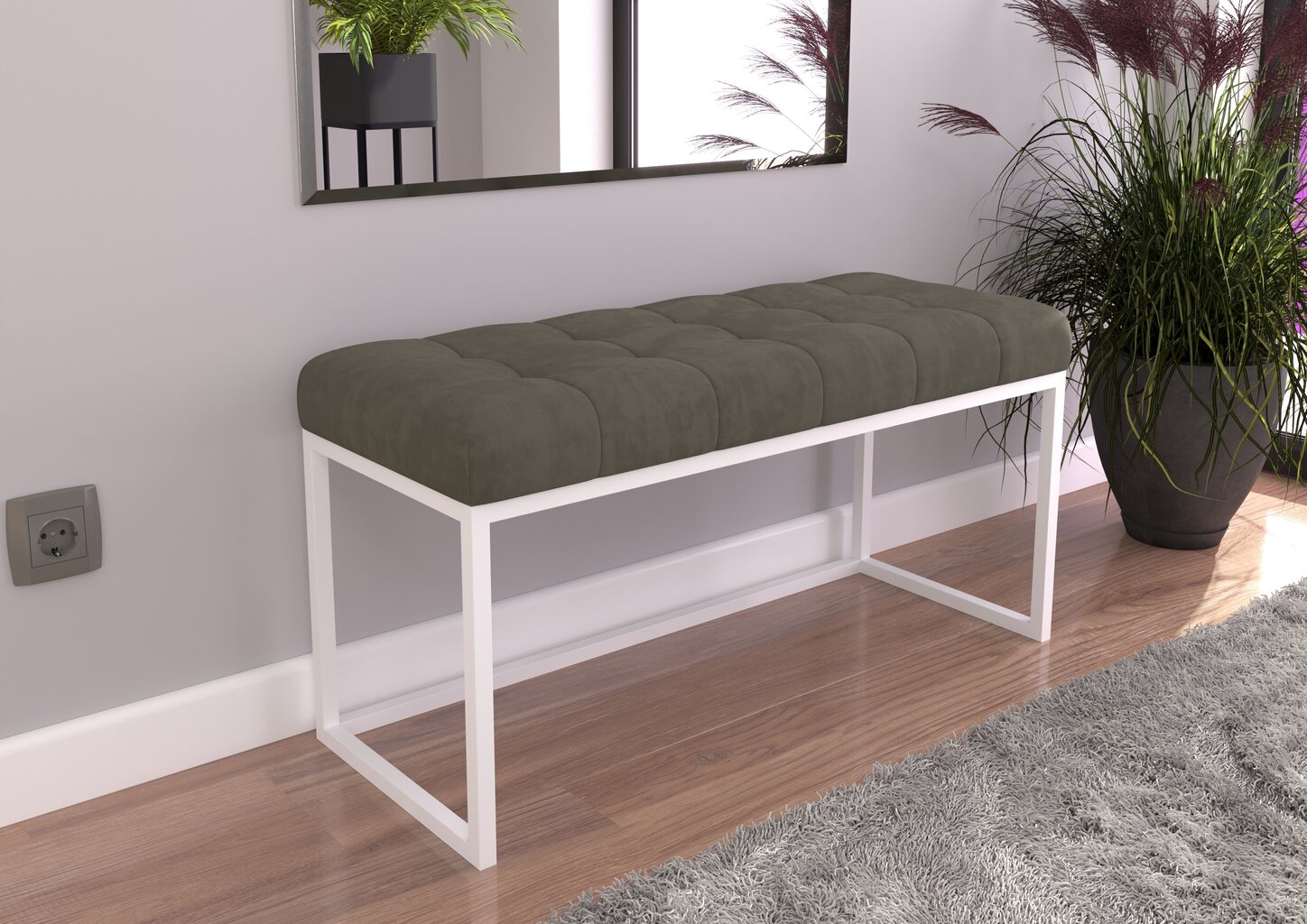 Suoliukas ADRK Furniture Flit, 90x45x35 cm, pilkos/baltos spalvos kaina ir informacija | Sėdmaišiai ir pufai | pigu.lt
