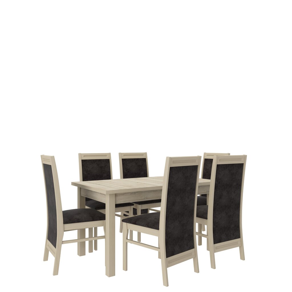 Valgomojo komplektas ADRK Furniture Rodos 7, smėlio/pilkas kaina ir informacija | Valgomojo komplektai | pigu.lt