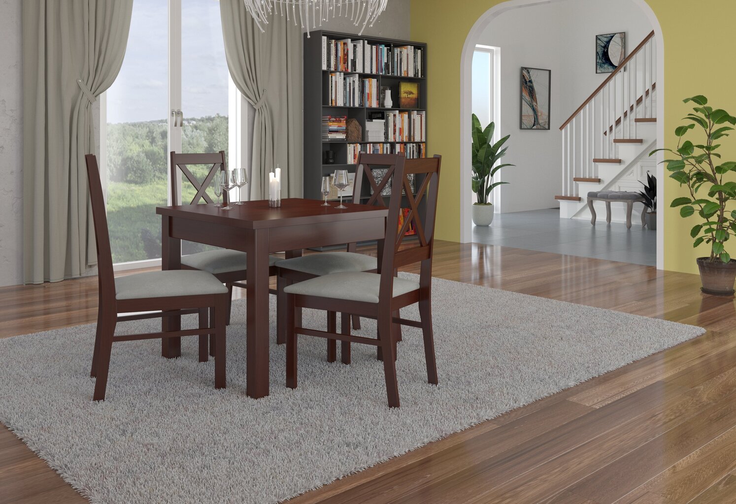 Valgomojo komplektas ADRK Furniture Rodos 38, rudas/smėlio цена и информация | Valgomojo komplektai | pigu.lt