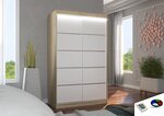 Spinta ADRK Furniture su LED apšvietimu Benisso 120, balta/smėlio