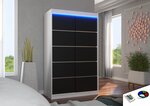 Spinta ADRK Furniture su LED apšvietimu Benisso 120, juoda/balta