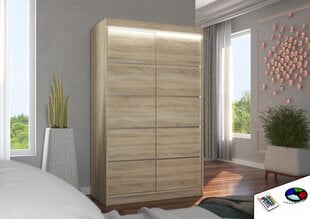 Spinta ADRK Furniture su LED apšvietimu Benisso 120, smėlio kaina ir informacija | Spintos | pigu.lt