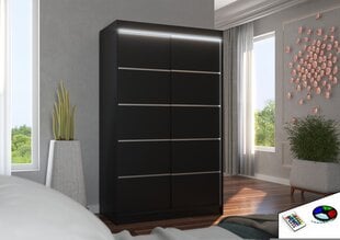 Spinta ADRK Furniture su LED apšvietimu Benisso 120, juoda kaina ir informacija | Spintos | pigu.lt