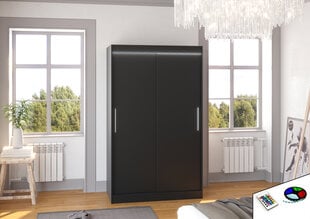 Spinta ADRK Furniture su LED apšvietimu Collin 120, juoda kaina ir informacija | Spintos | pigu.lt