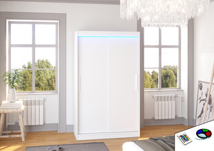 Spinta ADRK Furniture su LED apšvietimu Collin 120, balta kaina ir informacija | Spintos | pigu.lt