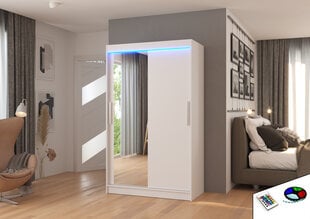 Spinta ADRK Furniture su LED apšvietimu Bario 120, balta kaina ir informacija | Spintos | pigu.lt