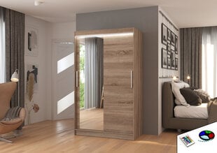 Spinta ADRK Furniture su LED apšvietimu Bario 120, ruda kaina ir informacija | Spintos | pigu.lt