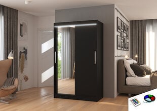 Шкаф со светодиодной подсветкой ADRK Furniture Bario 120, черный цвет цена и информация | Шкафы | pigu.lt