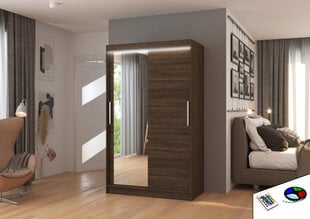 Spinta ADRK Furniture su LED apšvietimu Bario 120, tamsiai ruda kaina ir informacija | Spintos | pigu.lt
