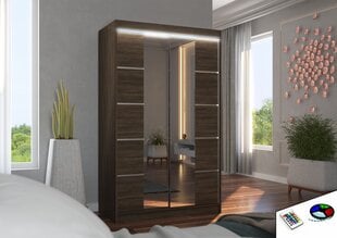 Spinta ADRK Furniture su LED apšvietimu Genua 120, tamsiai ruda kaina ir informacija | Spintos | pigu.lt