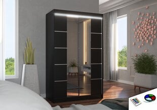 Шкаф со светодиодной подсветкой ADRK Furniture Genua 120, черный цвет цена и информация | Шкафы | pigu.lt