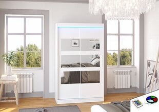 Spinta ADRK Furniture su LED apšvietimu Kolorado 120, balta kaina ir informacija | Spintos | pigu.lt