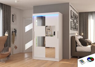 Spinta ADRK Furniture su LED apšvietimu Lugano 120, balta kaina ir informacija | Spintos | pigu.lt