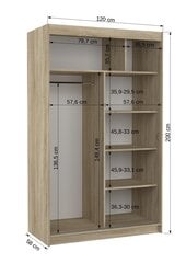 Spinta ADRK Furniture su LED apšvietimu Lugano 120, tamsiai ruda kaina ir informacija | Spintos | pigu.lt