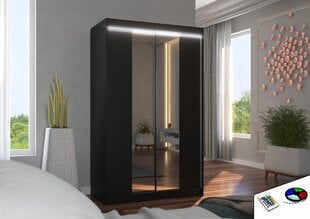Spinta ADRK Furniture su LED apšvietimu Marvin 120, juoda kaina ir informacija | Spintos | pigu.lt