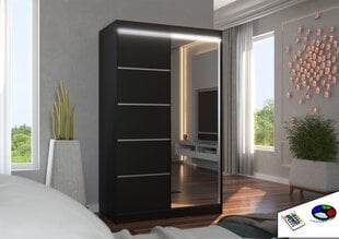 Spinta ADRK Furniture su LED apšvietimu Nicea 120, juoda kaina ir informacija | Spintos | pigu.lt