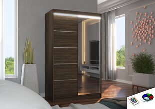 Spinta ADRK Furniture su LED apšvietimu Nicea 120, tamsiai ruda kaina ir informacija | Spintos | pigu.lt