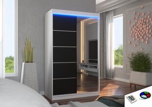 Spinta ADRK Furniture su LED apšvietimu Nicea 120, juoda/balta kaina ir informacija | Spintos | pigu.lt