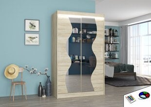 Spinta ADRK Furniture su LED apšvietimu Oswald 120, smėlio kaina ir informacija | Spintos | pigu.lt