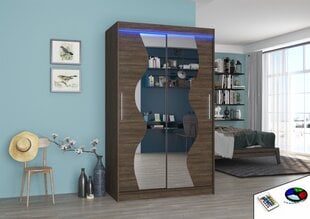 Spinta ADRK Furniture su LED apšvietimu Oswald 120, tamsiai ruda kaina ir informacija | Spintos | pigu.lt