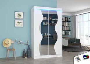 Spinta ADRK Furniture su LED apšvietimu Oswald 120, balta kaina ir informacija | Spintos | pigu.lt