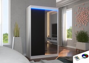 Spinta ADRK Furniture su LED apšvietimu Rewena 120, juoda/balta kaina ir informacija | Spintos | pigu.lt