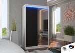 Spinta ADRK Furniture su LED apšvietimu Rewena 120, juoda/balta