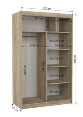 Spinta ADRK Furniture su LED apšvietimu Rewena 120, juoda kaina ir informacija | Spintos | pigu.lt