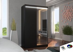 Spinta ADRK Furniture su LED apšvietimu Rewena 120, juoda kaina ir informacija | Spintos | pigu.lt