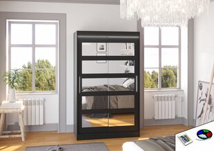 Spinta ADRK Furniture su LED apšvietimu Salem 120, juoda kaina ir informacija | Spintos | pigu.lt