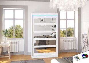 Spinta ADRK Furniture su LED apšvietimu Salem 120, balta kaina ir informacija | Spintos | pigu.lt
