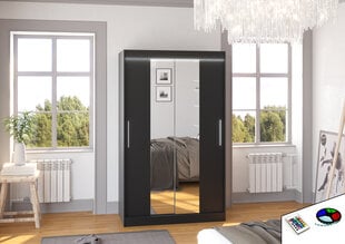 Шкаф ADRK Furniture со светодиодным освещением Santos 120, черный цвет цена и информация | Шкафы | pigu.lt