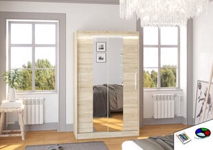 Spinta ADRK Furniture su LED apšvietimu Santos 120, smėlio kaina ir informacija | Spintos | pigu.lt