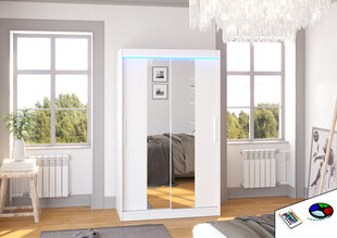 Spinta ADRK Furniture su LED apšvietimu Santos 120, balta kaina ir informacija | Spintos | pigu.lt