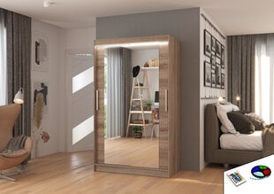 Spinta ADRK Furniture su LED apšvietimu Tibago 120, ruda kaina ir informacija | Spintos | pigu.lt