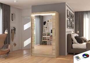 Spinta ADRK Furniture su LED apšvietimu Tibago 120, smėlio kaina ir informacija | Spintos | pigu.lt